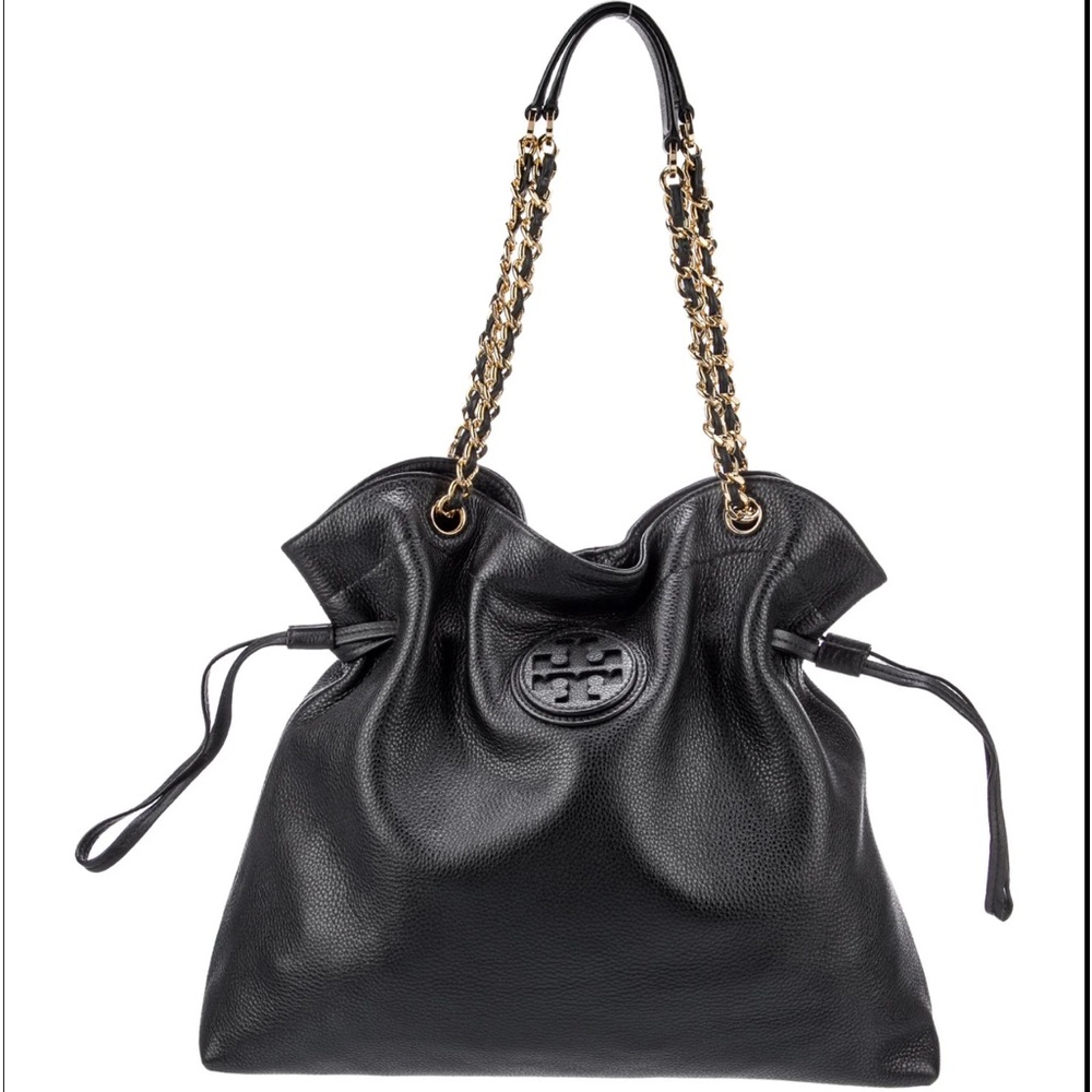 Tory Burch Marion Slouchy Tote in Black Leather Crossbody Shoulder Bag